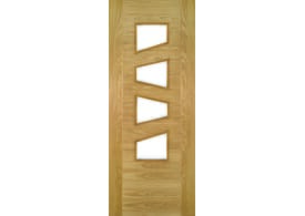 1981mm x 686mm x 35mm (27") Seville Oak 4L Slanted Glazed - Prefinished Internal Door