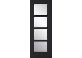 762x1981x44mm (30") Black - Vancouver 4 Light - Clear Glass Prefinished Fire Door