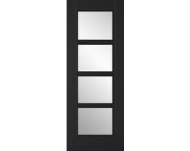Vancouver Black 4 Light - Clear Glass Prefinished Fire Door