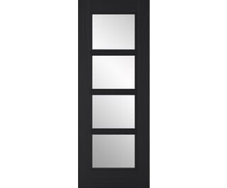 Vancouver Black 4 Light - Clear Glass Prefinished Fire Door