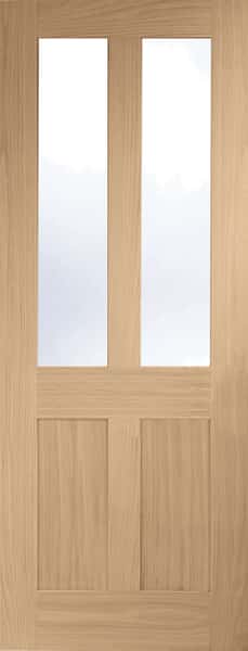 838x1981x35mm 33 Oak Victorian 4 Panel Shaker Frosted Glass Internal Door