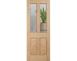 Traditional Victorian Oak 4 Panel Clear Glazed - Prefinished Internal Doors