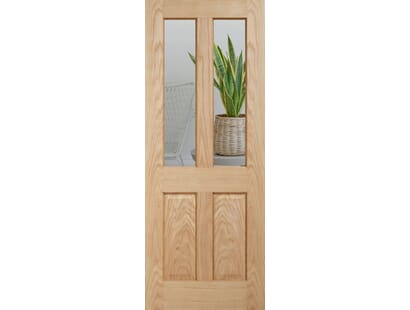 Traditional Victorian Oak 4 Panel Clear Glazed - Prefinished Internal Doors Image