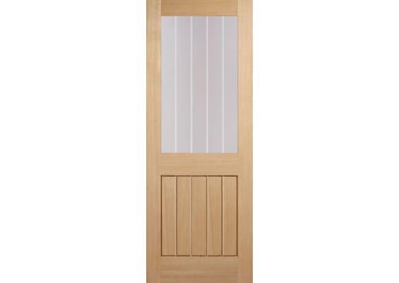 Mexicano Oak Half Light - Frosted with Clear Lines Prefinished Internal Doors