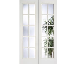 White Textured SA 20L Glazed Rebated Internal Door Pairs