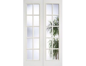 White Textured SA 20L Glazed Rebated Internal Door Pairs