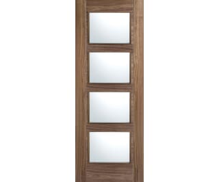 Vancouver Walnut 4L - Clear Glazed Pre-Finished Fire Door