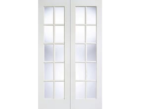 White GTPSA Rebated Pair - Clear Bevelled Glass Internal Doors