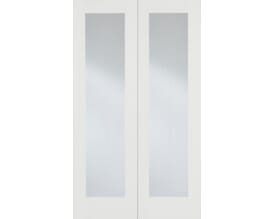 Pattern 20 White Rebated Pair - Clear Glass Internal Doors