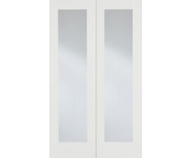 Pattern 20 White Rebated Pair - Clear Glass Internal Doors