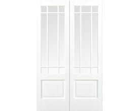 Downham White Glazed Rebated Pair Internal Doors