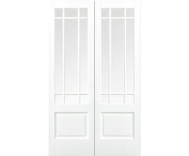 Downham White Glazed Rebated Pair - Clear Bevelled Glass Internal Doors