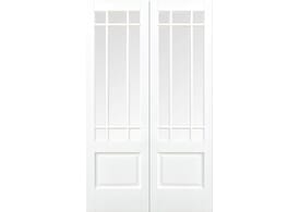 1067x1981x40mm (42") Downham White Glazed Pair - Clear Bevelled Glass Door