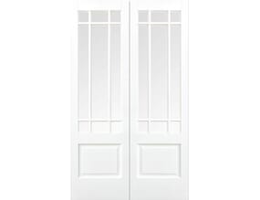 Downham White Glazed Rebated Pair - Clear Bevelled Glass Internal Doors