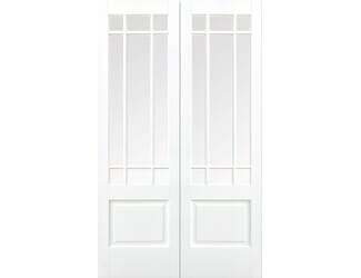 Downham White Glazed Pair - Clear Bevelled Glass Internal Doors