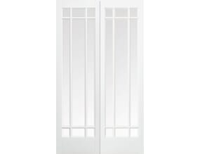 Manhattan White Rebated Pair - Clear Bevelled Glass Internal Doors