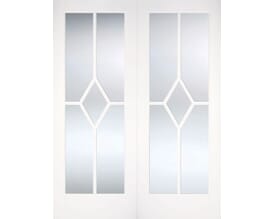 Reims White Rebated Pair - Clear Bevelled Glass Internal Doors