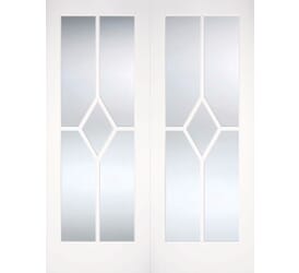 Reims White Pairs - Clear Bevelled Glass Internal Doors