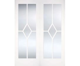 Reims White Rebated Pair - Clear Bevelled Glass Internal Doors