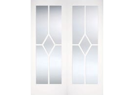 1524x1981x40mm (60") Reims White Pairs - Clear Bevelled Glass Door