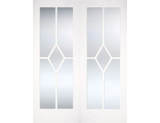 Reims White Pairs - Clear Bevelled Glass Internal Doors