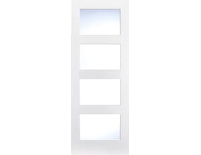 White Primed Shaker 4 Light  - Clear Glass Internal Doors
