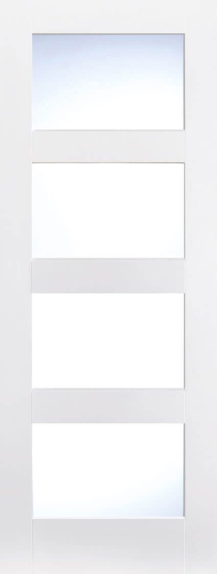 1981 x 838 x 35mm (33") White Shaker 4 Light  - Clear Glass  Internal Door