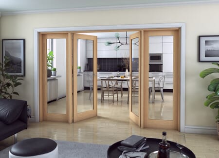 Oak P10 Clear Glazed Internal French Doors