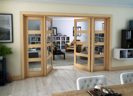 Oak 4L Clear Glazed Internal French Doors
