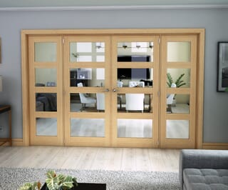 Oak 4L Clear Glazed Internal French Doors