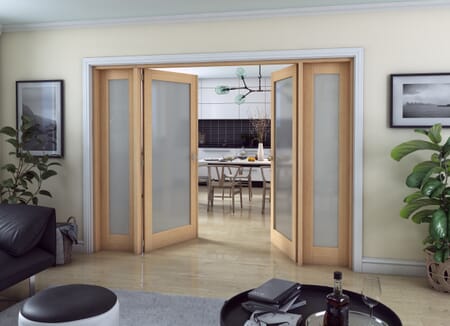 Oak P10 Frosted Glazed Internal French Doors