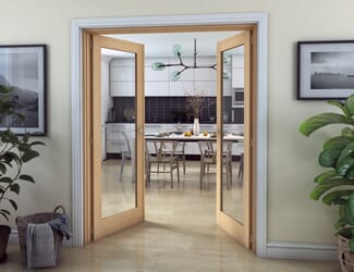 Oak P10 Clear Glazed Prefinished Internal French Doors