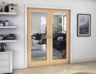 Oak P10 Clear Glazed Prefinished Internal French Doors