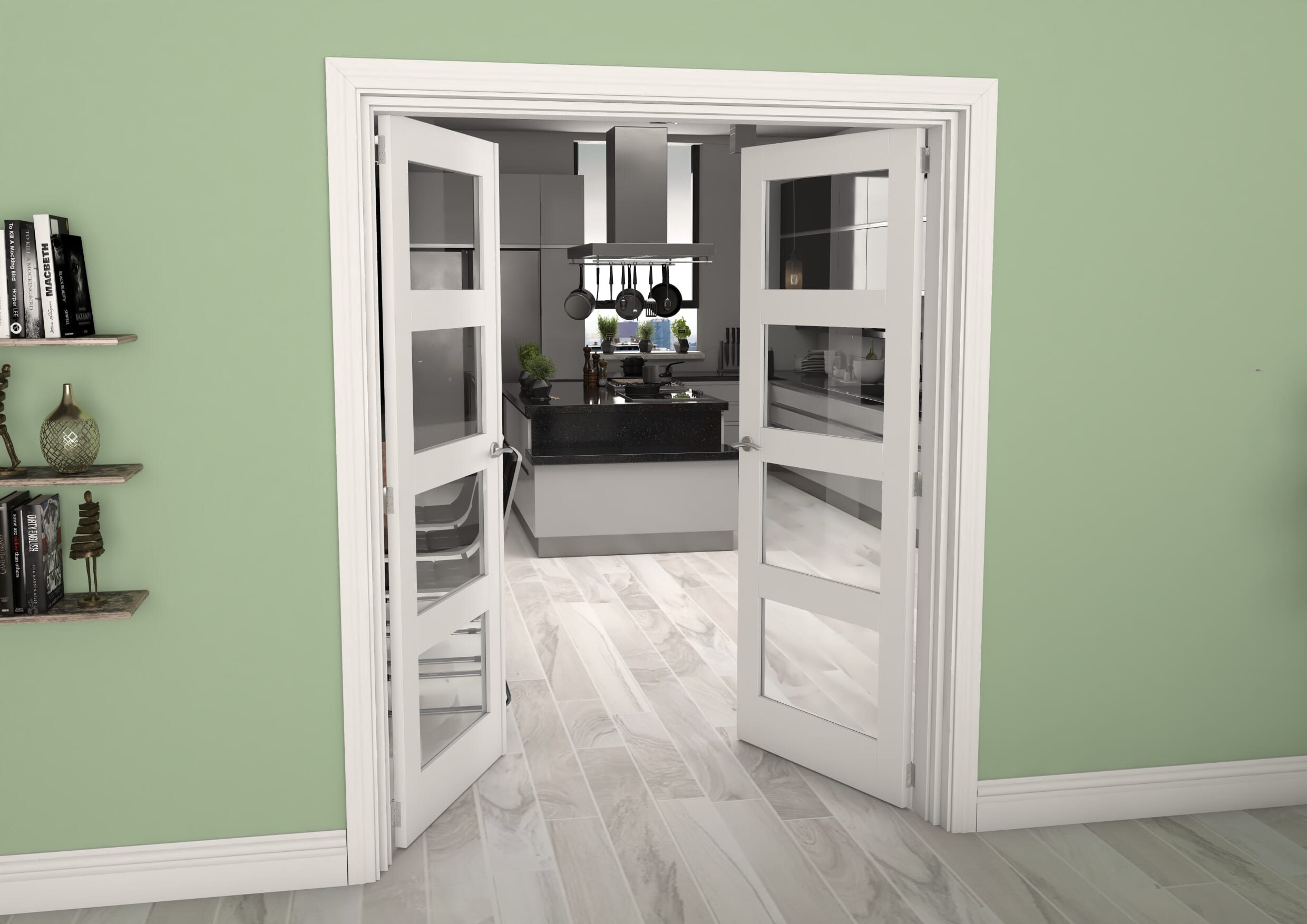 White Shaker 4 Light Clear Glazed French Doors