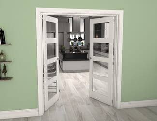 White Shaker 4 Light Clear Glazed French Doors