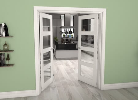 White Shaker 4 Light Clear Glazed French Doors