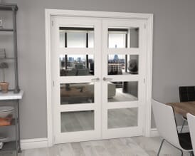 White Shaker 4 Light Clear Glazed French Doors