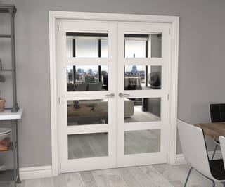 White Shaker 4 Light Clear Glazed French Doors
