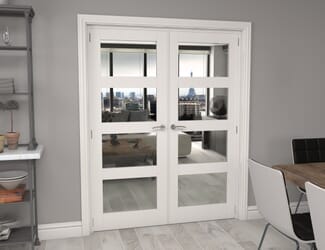 White Shaker 4 Light Clear Glazed French Doors