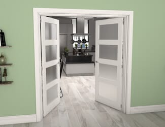 White Shaker 4 Light Frosted Glazed French Doors