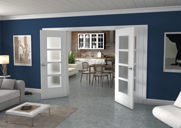 White Iseo 4L Obscure Glazed French Door Set 1426mm(W) x 2021mm(H)