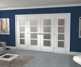 White Iseo 4 Light Frosted Glazed French Doors