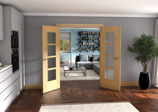 Oak Iseo 4L Obscure Glazed French Door Set 1732mm(W) x 2021mm(H)