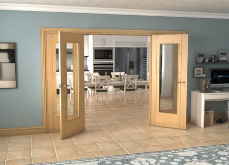 Oak Iseo 1 Light Clear Glazed French Doors