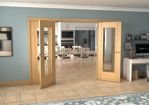 Oak Iseo P10 French Door Set 1426mm(W) x 2021mm(H)