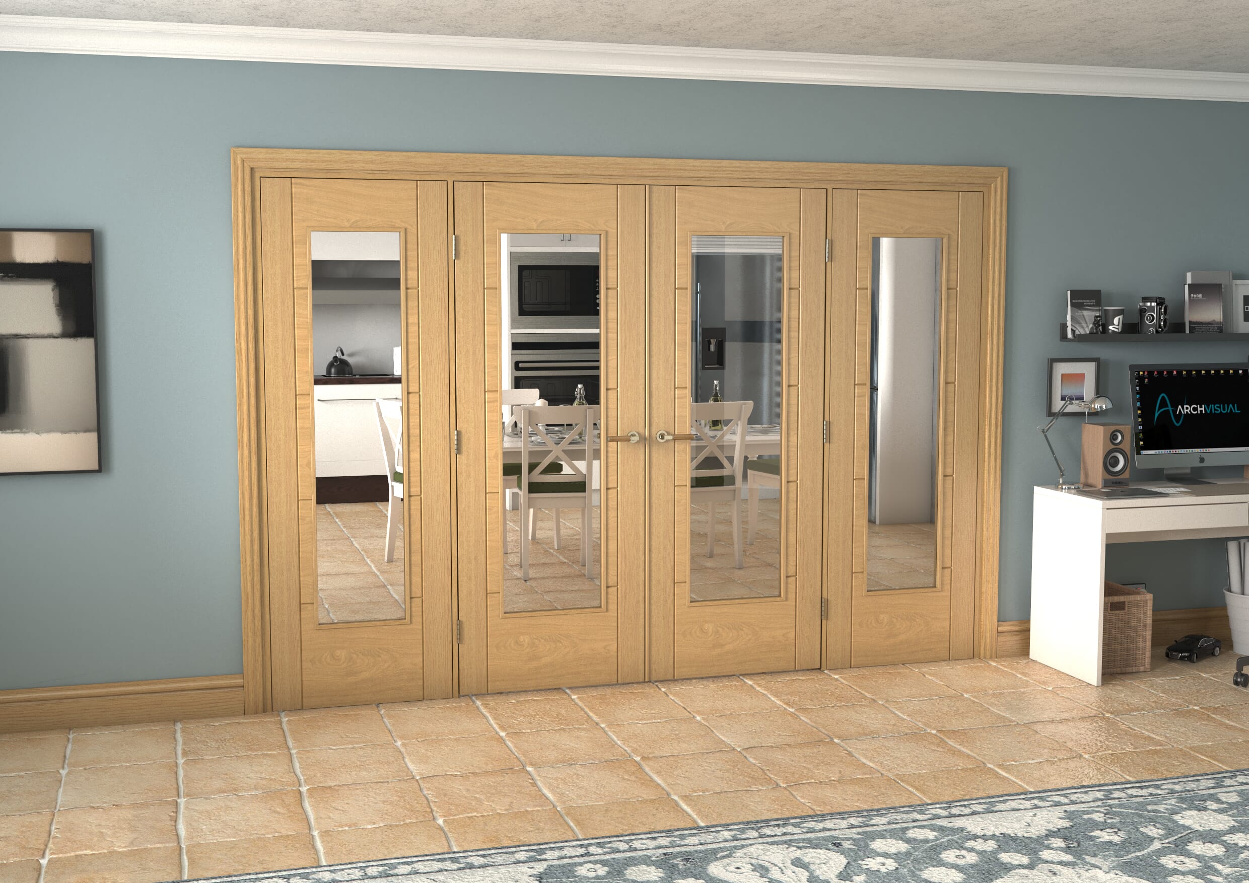 Oak Iseo 1 Light Clear Glazed French Doors