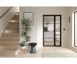 Soho Clear Glazed Black Internal Door with Sidelight by LPD