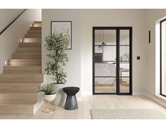 Soho Clear Glazed Black Internal Door with Sidelight by LPD