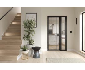 Greenwich Clear Glazed Black Internal Door with Sidelight by LPD