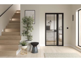 Greenwich Clear Glazed Black Internal Door with Sidelight by LPD